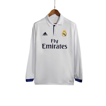 Camisa Retrô Real Madrid Manga Longa Adidas 2016/17 Masculino Branco
