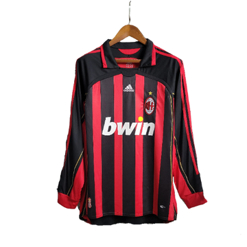 Camisa Retrô Milan I Home Adidas 2006/07 Masculino Manga Longa Vermelho e Preto