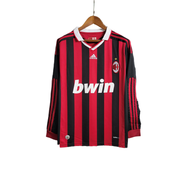 Camisa Retrô Milan I Adidas 2009/10  Manga Longa Vermelho e Preto