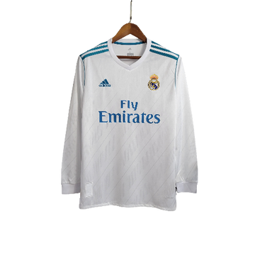 Camisa Retrô Real Madrid I Home Adidas 2017/18  Manga Longa Masculino Branco